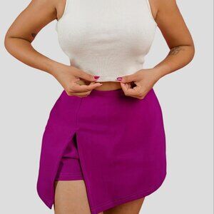 Fuschia Split Skorts- Skirt Shorts- L (smaller fit)